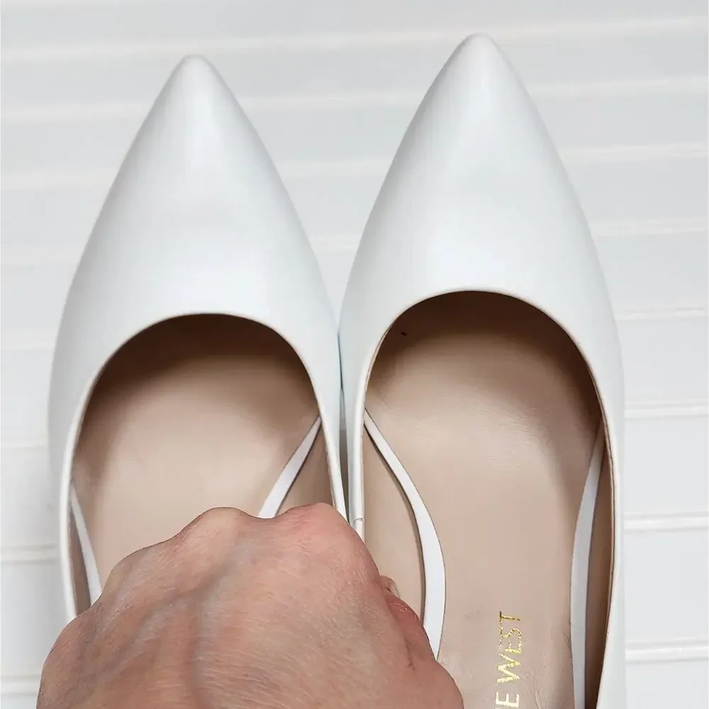NWOT Nine West Astoria 9x9 Women's Block Heel Pumps Size 7.5 White - Picture 7 of 10